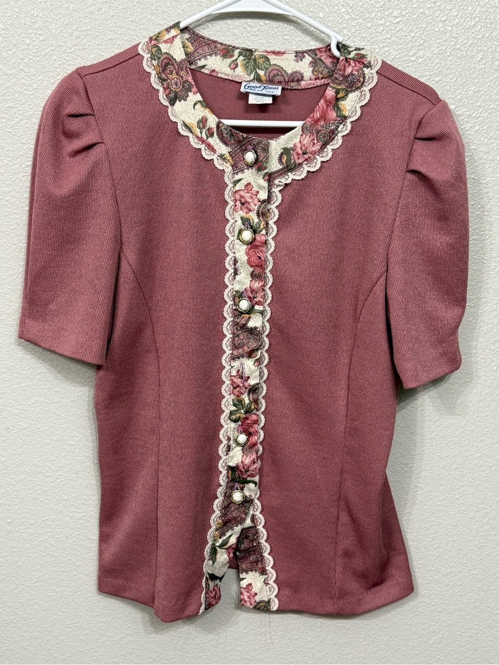 Vintage Good Times Mauve Lace Floral Cardigan Top 10